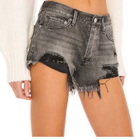 Sz 26 NWT Free People Buttonfly Black Denim Festival Shorts - Picture 1 of 4